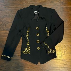 Vintage Nina K black with gold detail blazer size small